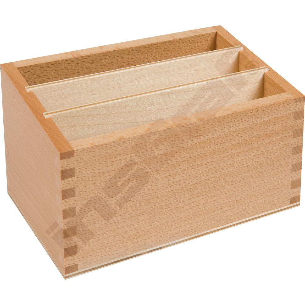 Krabička se 3 předěly, na Montessori karty 