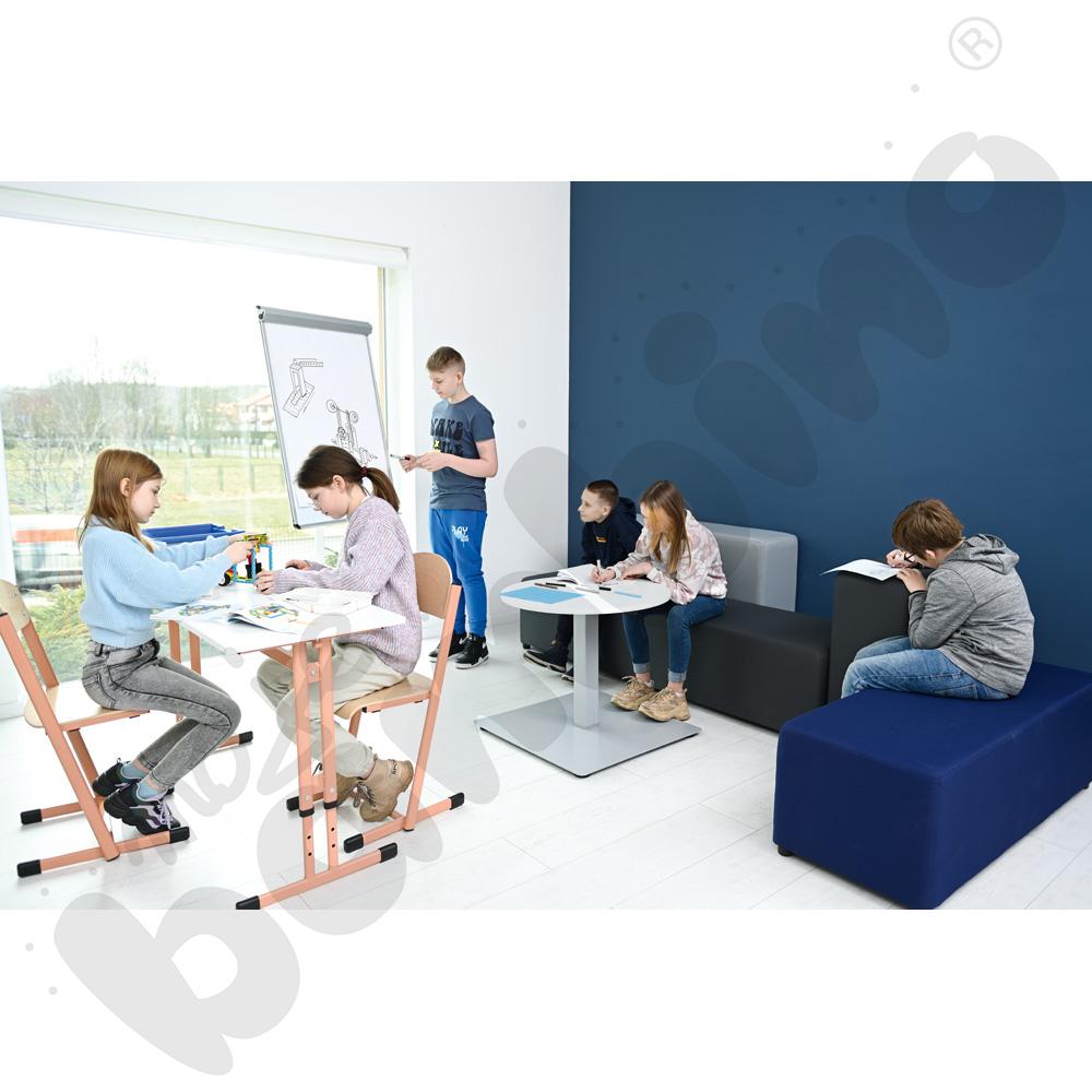 Stolik okrągły 70 cm z elektryczną regulacją wysokości - biały