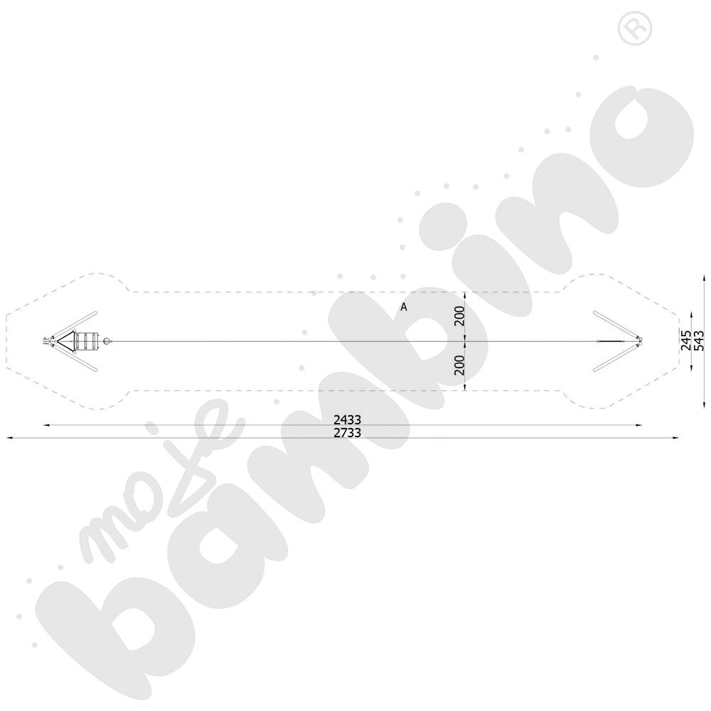 Zjazd linowy, metalowe słupy