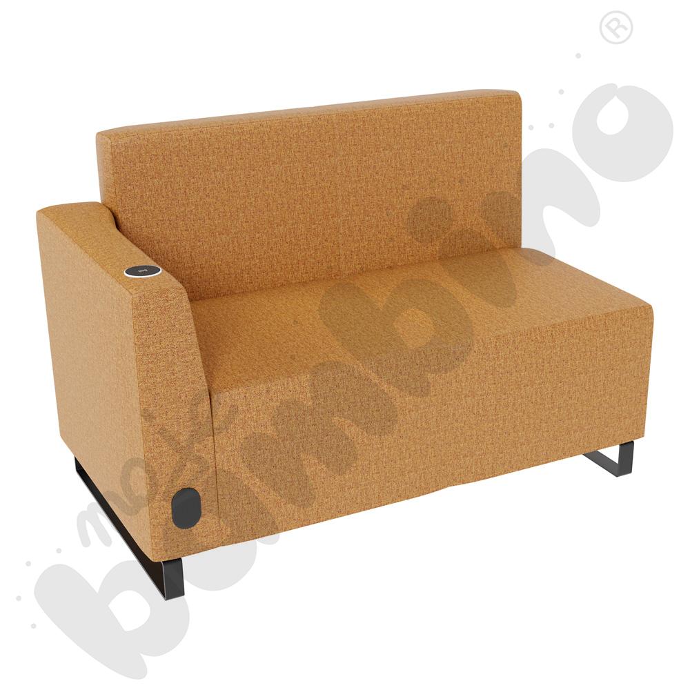Sofa Universum 2-os. wys. 82 cm, bok niski lewy z gniazdkiem elektrycznym i indukcją, tkanina RO07