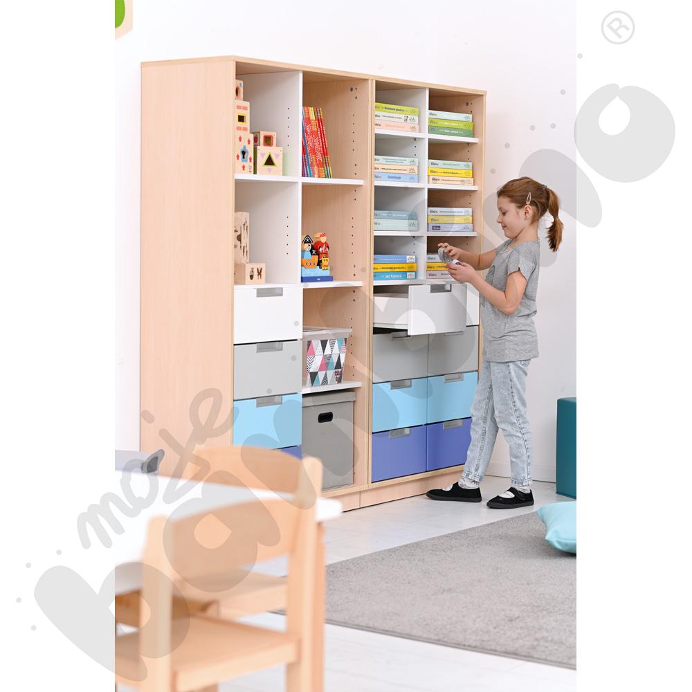 Quadro - regał XL z przegrodą i 3 półkami, klon jasny