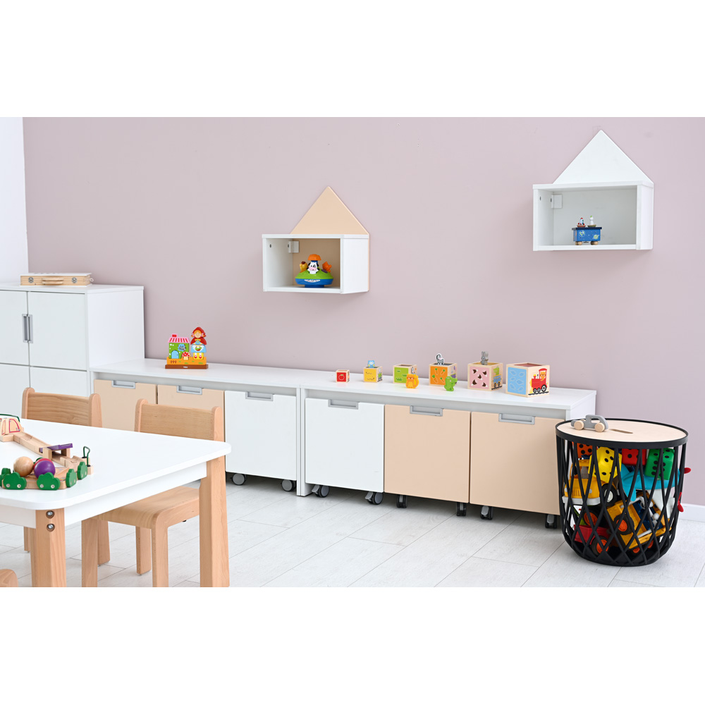 Quadro - lavička nad 3 malé úložné boxy, biela