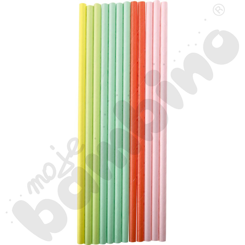 Słomki papierowe - pastelowe, 12 szt.