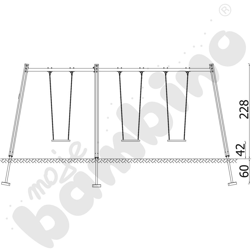 Huśtawka potrójna drewniana Triangulo/ bez zawiesi