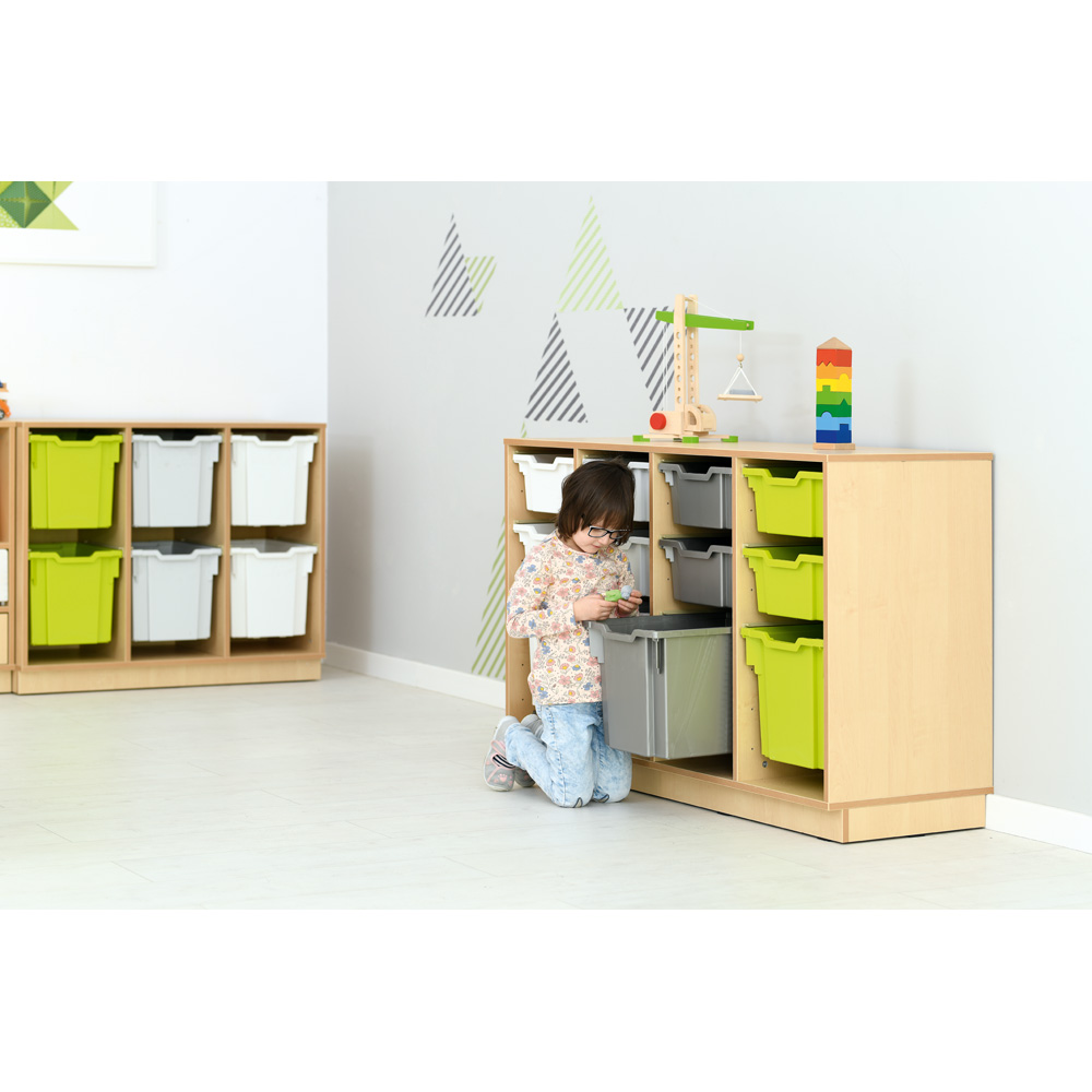 Skrinka Flexi D na plastové, úložné boxy na sokli - 4 priehradky