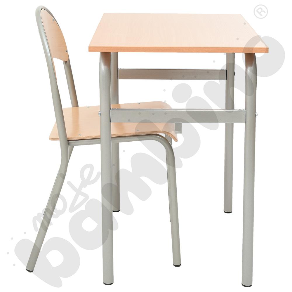 Stół Daniel 1-os. buk z krzesłem P, rozm. 6, aluminium