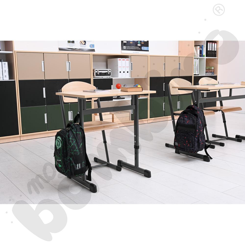 Stół IN-T 70x50 rozm. 3-7, 1-os., stelaż antracytowy, blat szary, obrzeże ABS, narożniki proste