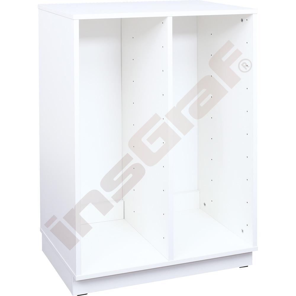 Quadro - skříňka M+ na plastové zásobníky, 2 sloupy - bílá  