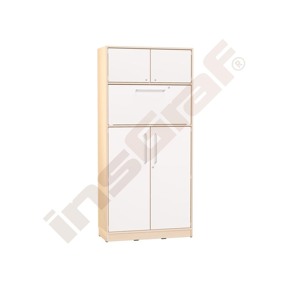 
Echtholz Hochschrank H 192 cm, mit Steharbeitsplatz, Fronten weiß
