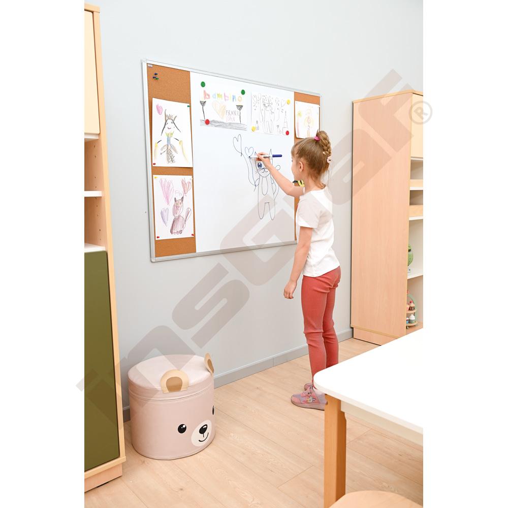 Tabuľa Combi 3-dielna, pre písanie fixkami – lakovaná a korková 120x90 