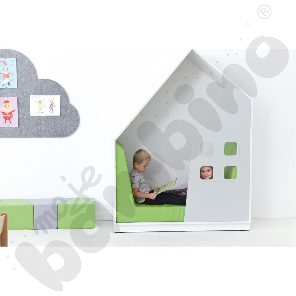 Quadro - szafka-domek, szara, w białej skrzyni