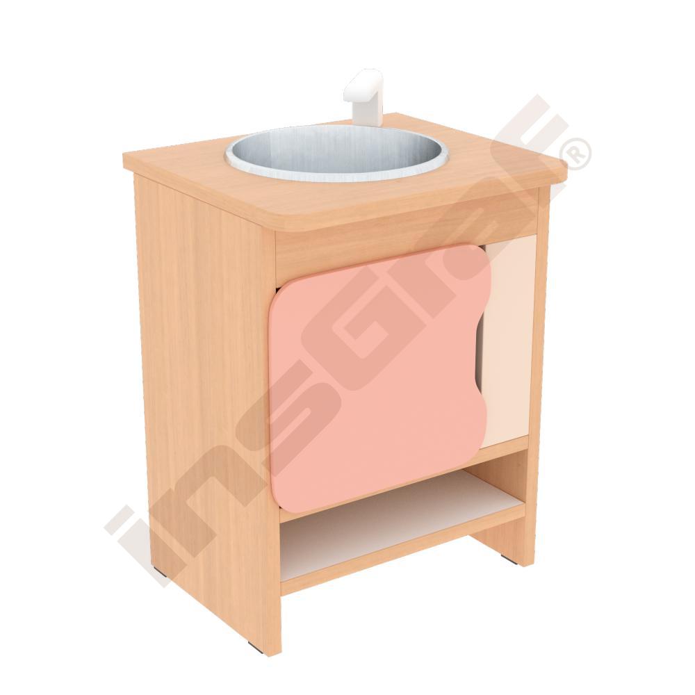 Kuchyňka Quadro - skříňka s dřezem, javor, béžovo-lososová dvířka 