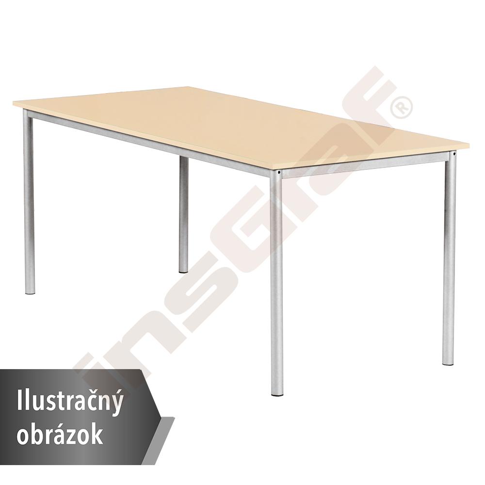 Stôl Mila 160x80 veľ. 5, 8-os., konštrukcia strieborná, doska sivá, ABS hrany, rovné rohy
