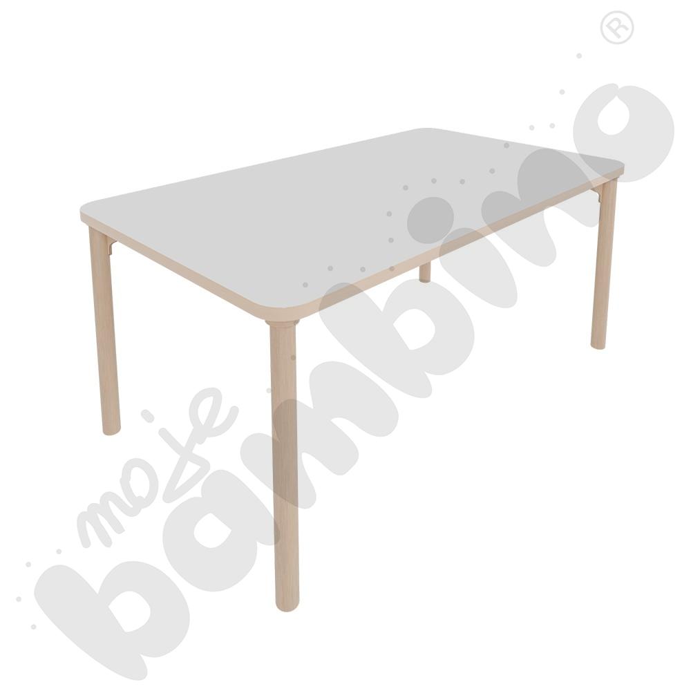 Stół Marcus prostokątny 80 x 140 rozm. 4, stelaż drewniany brzozowy, stopka drewniana, blat szary, narożniki zaokrąglone