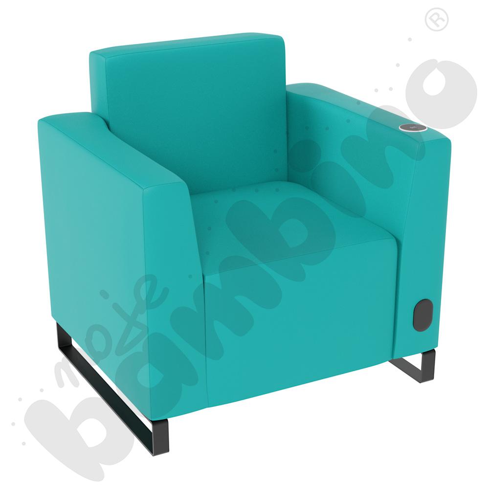 Fotel Universum wys. 82 cm, 2 boki niskie, prawy z gniazdkiem elektrycznym i indukcją, tkanina MT11