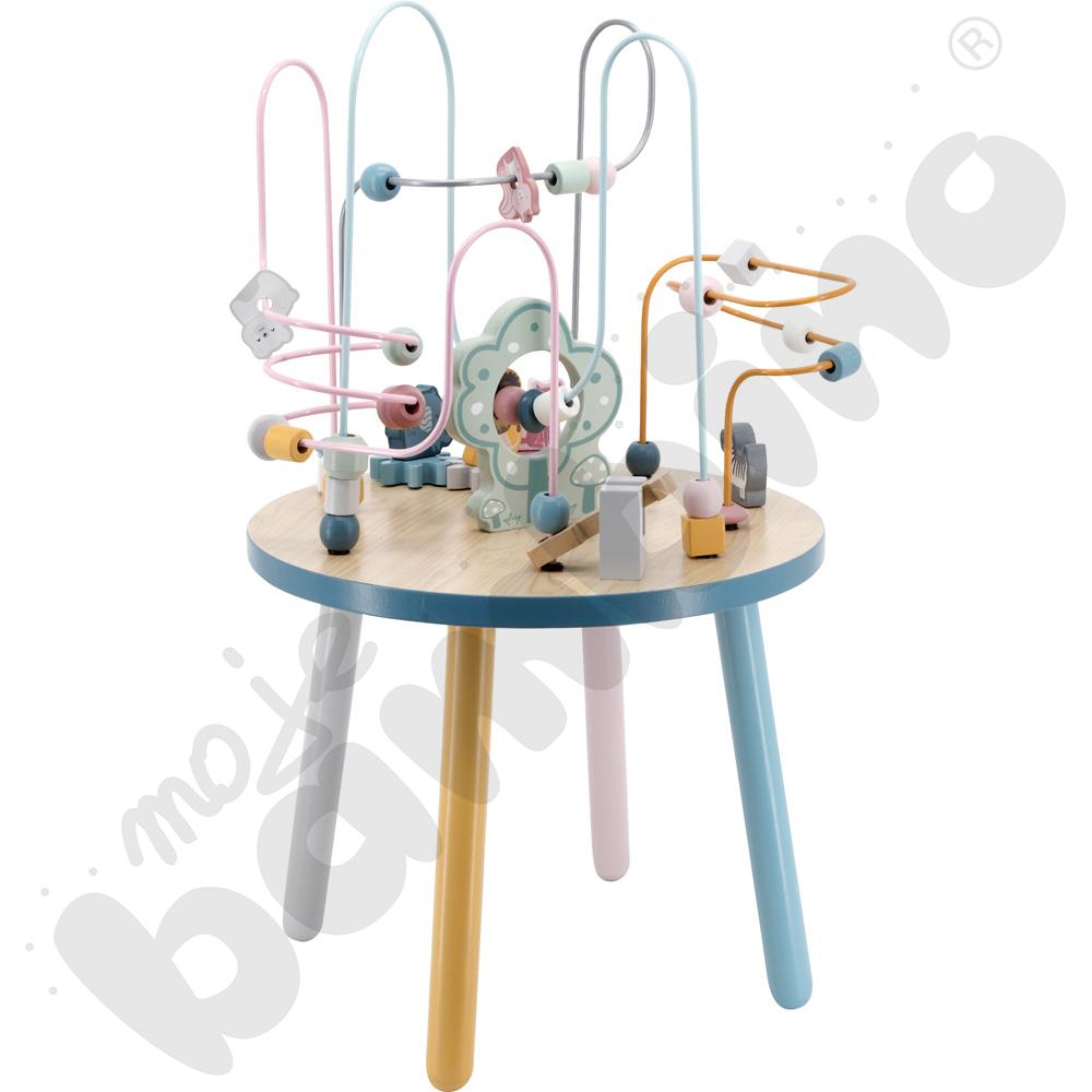 Drewniany stolik edukacyjny - przeplatanka