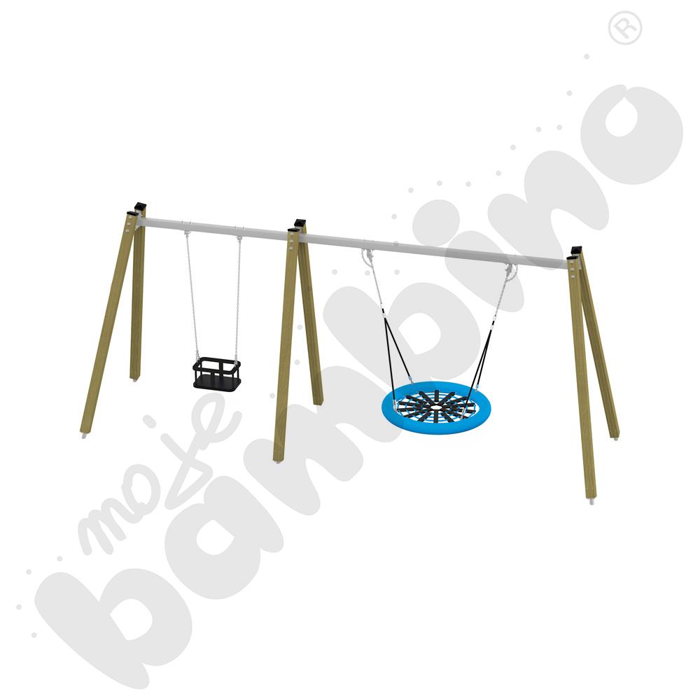 Huśtawka potrójna drewniana Triangulo/ bez zawiesi