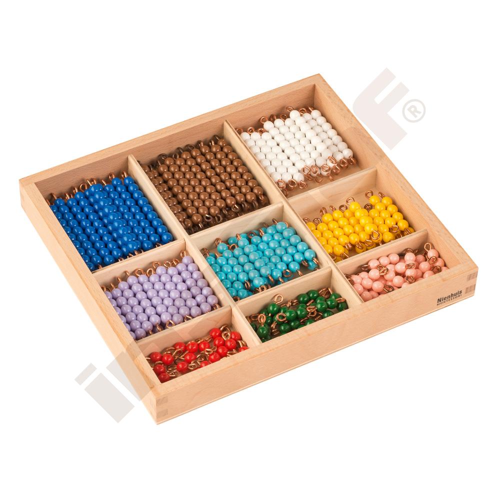 Krabička korálkového materiálu k Montessori násobilce 