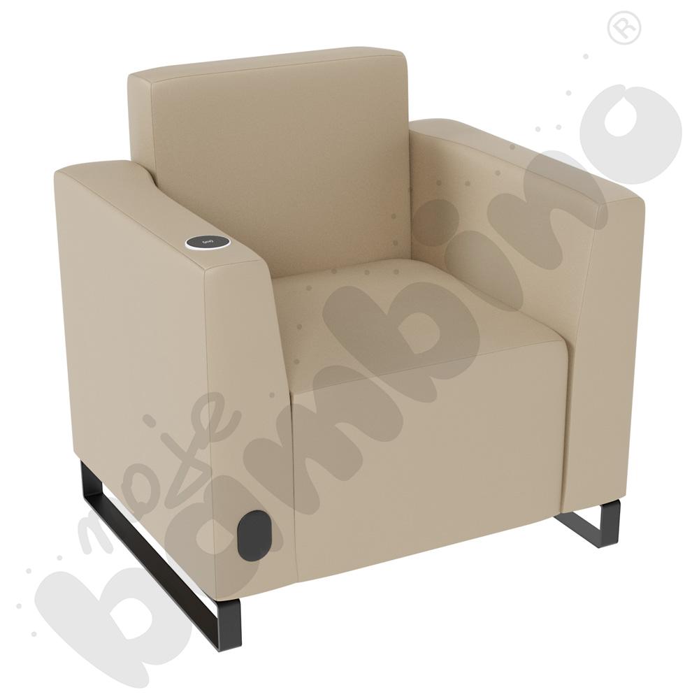 Fotel Universum wys. 82 cm, 2 boki niskie, lewy z gniazdkiem elektrycznym i indukcją, tkanina MT05