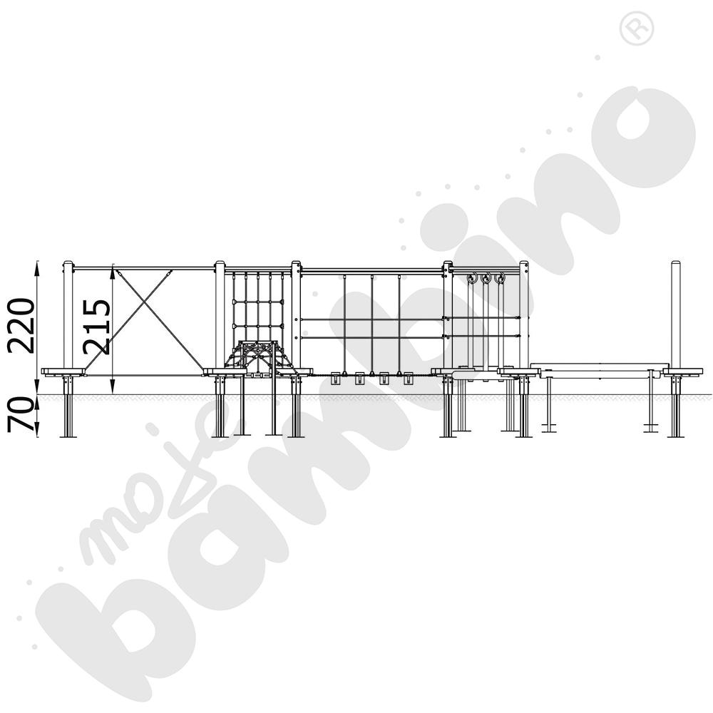 Zestaw Mini park linowy 2, drewniane słupy