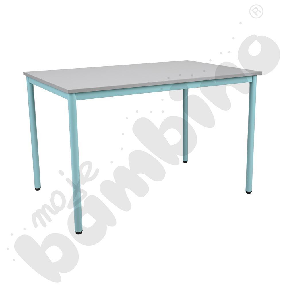Stół Mila 120x80 rozm. 6, 6-os., stelaż turkusowy, blat szary, obrzeże ABS, narożniki proste