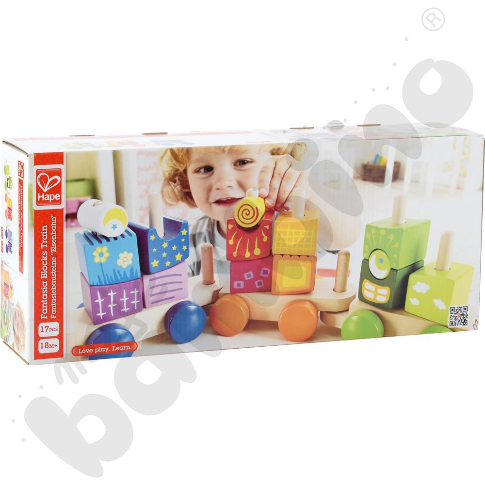 Wagoniki z kolorowymi klockami