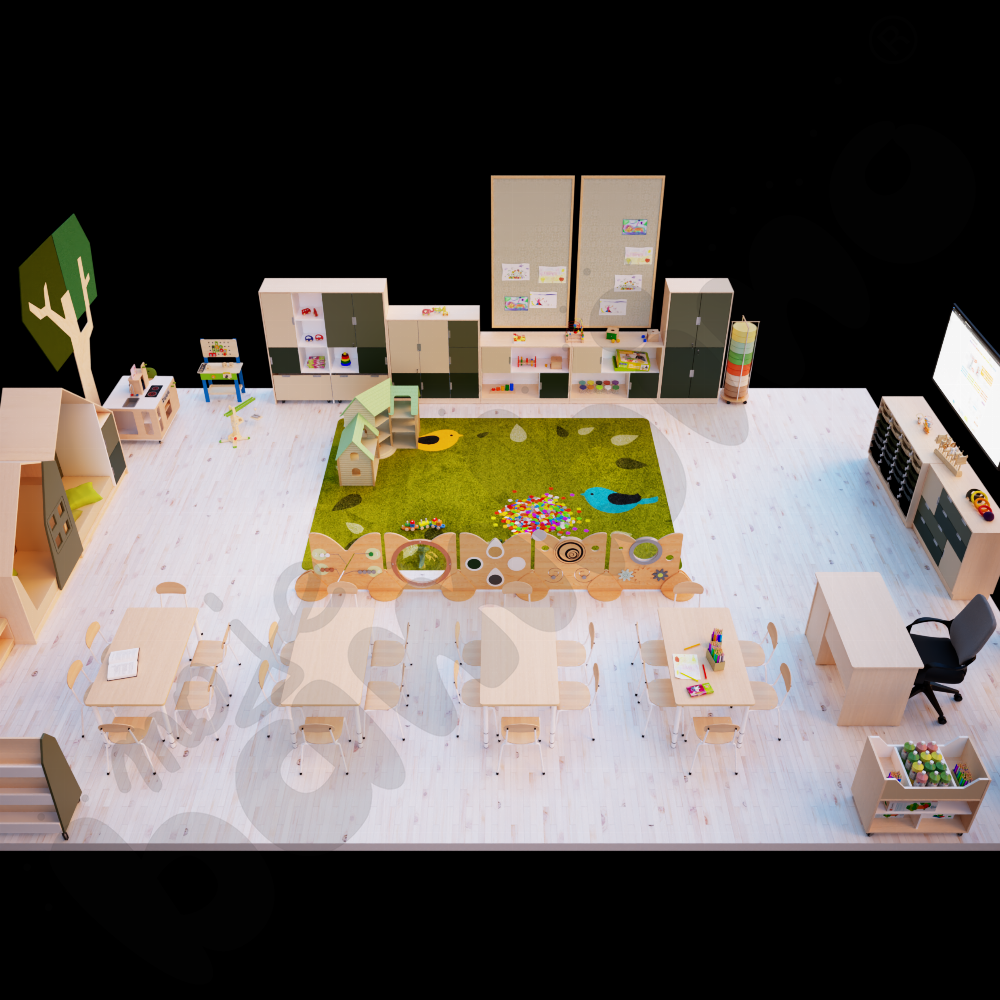 Sala przedszkolna Quadro w odcieniach zieleni