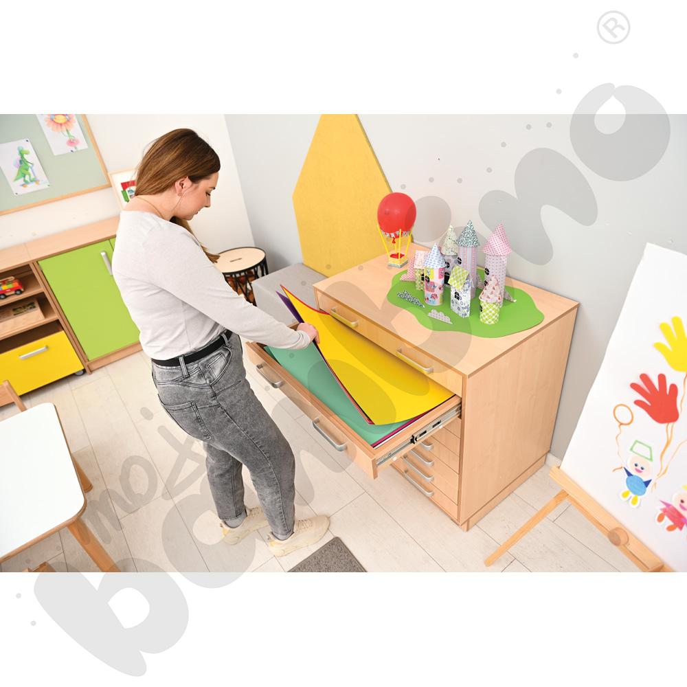 Szafka Flexi D z szerokimi szufladami na cokole, brzoza