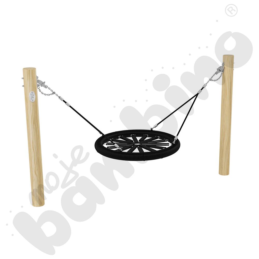 Huśtawka Robinio na słupach, zawiesie bocianie gniazdo