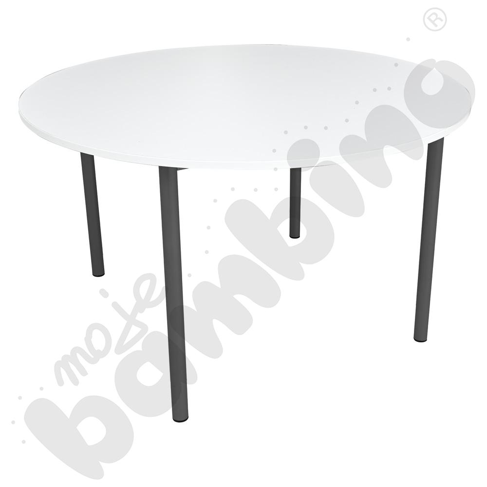 Stół Mila okrągły 120 cm, rozm. 5, blat biały, stelaż antracytowy