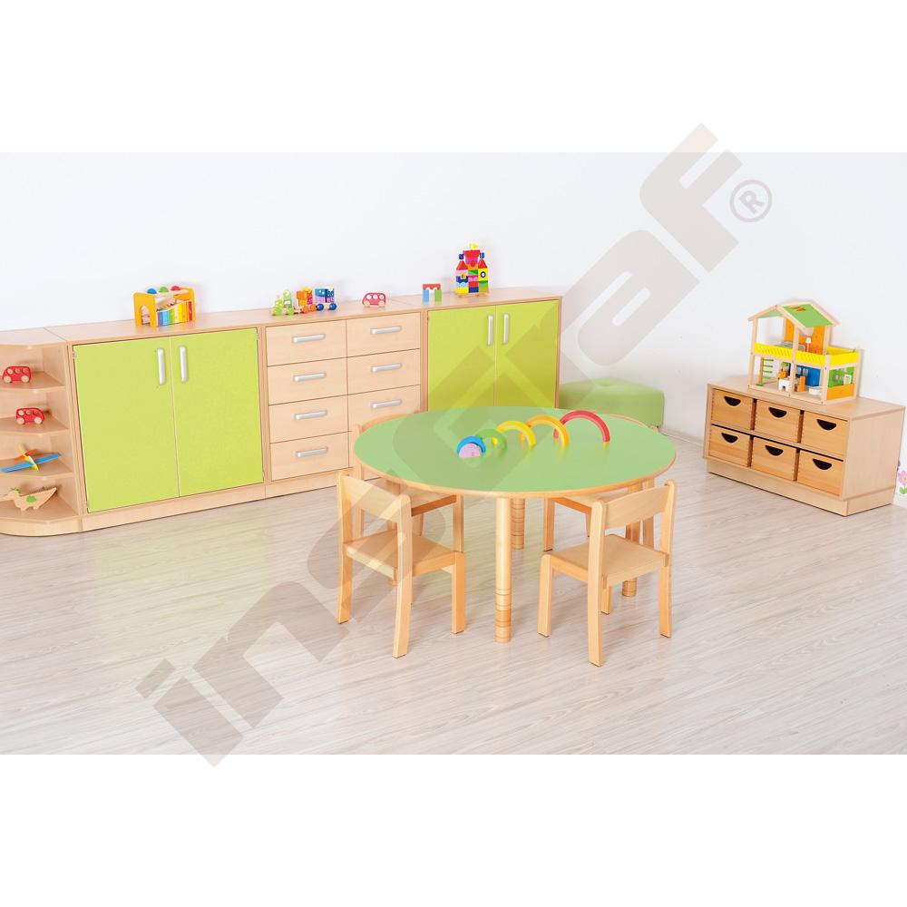 Okrúhly stôl Flexi, výška 40-58 cm - k stoličkám 21-35 cm (veľ. 1-3) - zelená