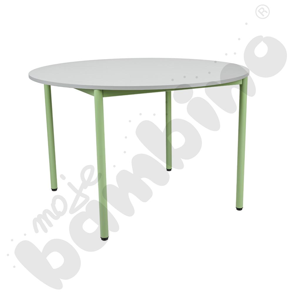 Stół Mila okrągły 120 cm, rozm. 6, blat szary, stelaż oliwkowy