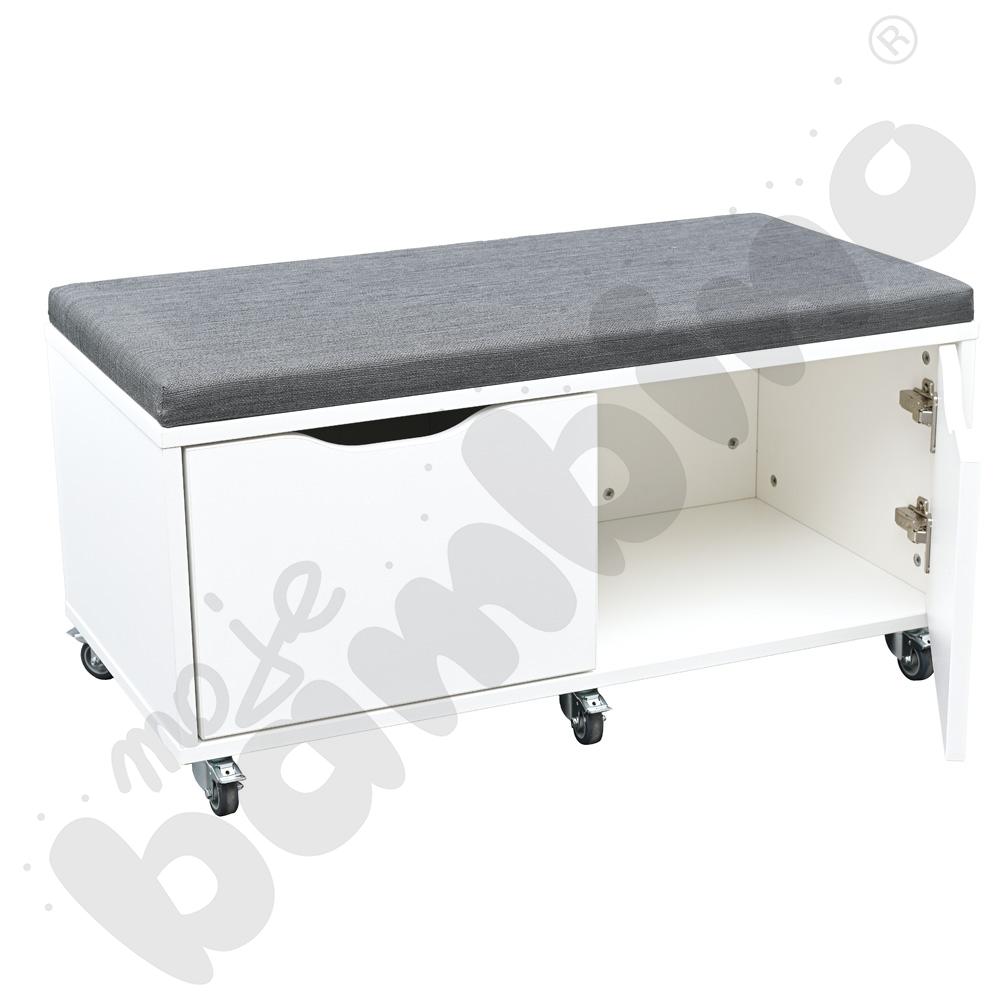 Mobilna szafka Comodo z siedziskiem - biała