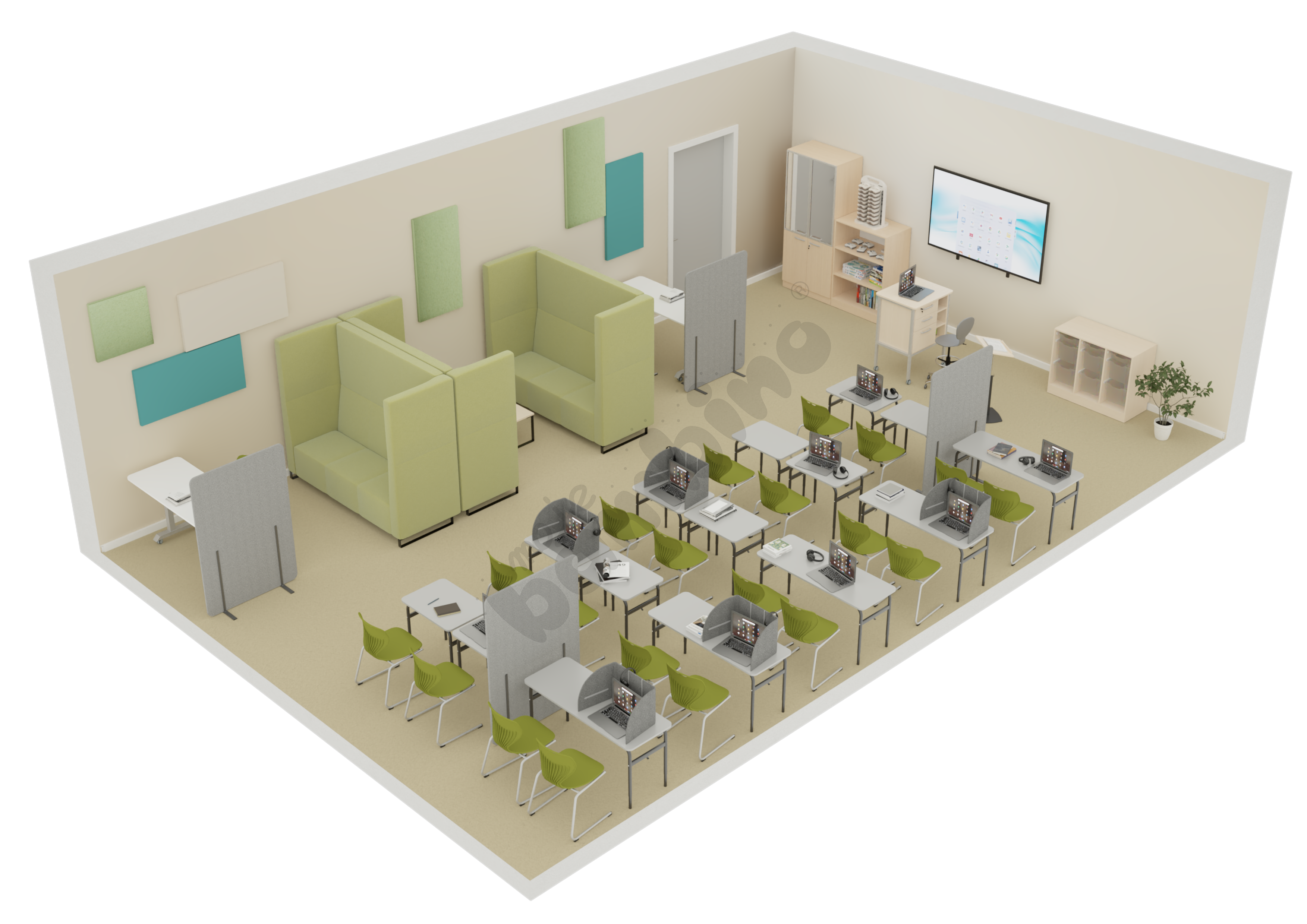 Sala szkolna z wyciszeniami