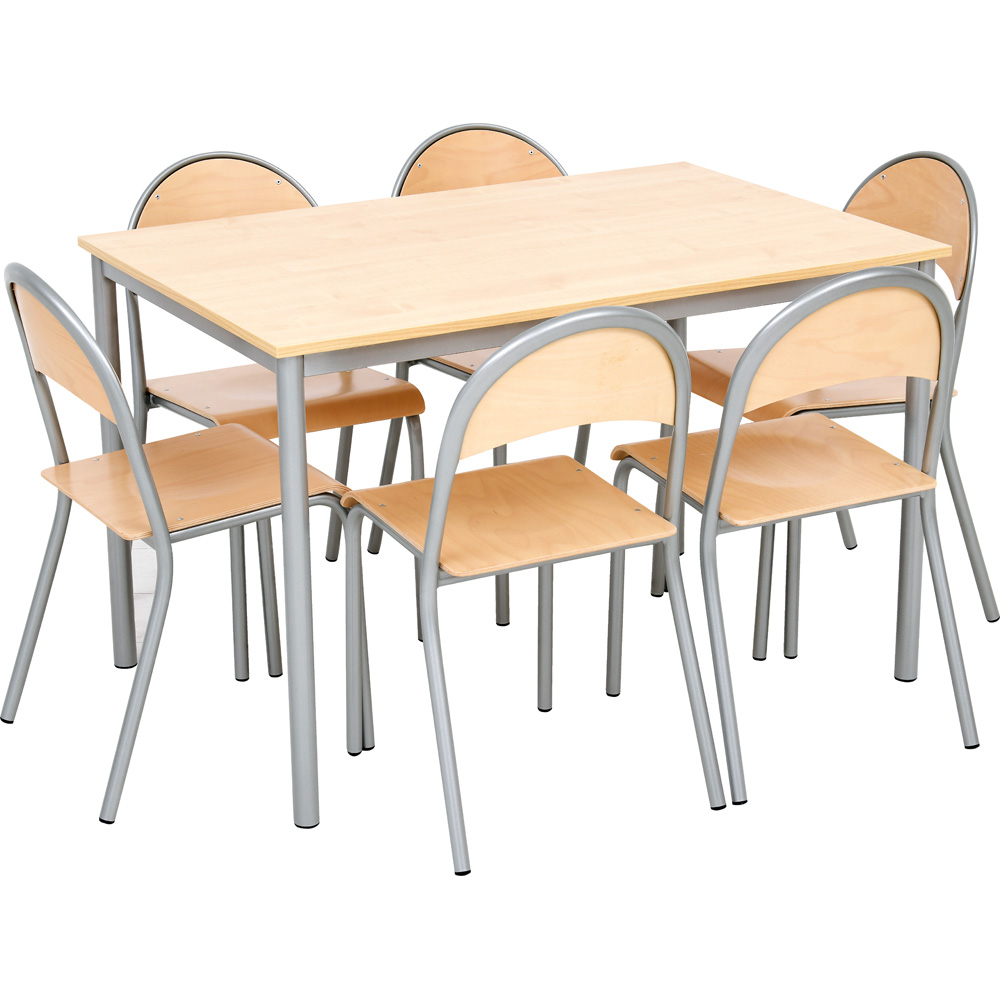 Stôl Mila 120 x 80 javor so 6 stoličkami P veľ. 6
