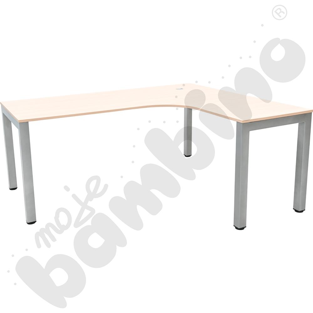 Biurko Grande narożne prawe z metalowymi nogami, klon jasny