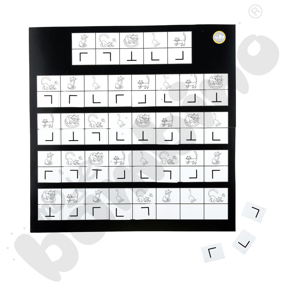 Szyfrowanka dwustronna - koty i chińskie litery