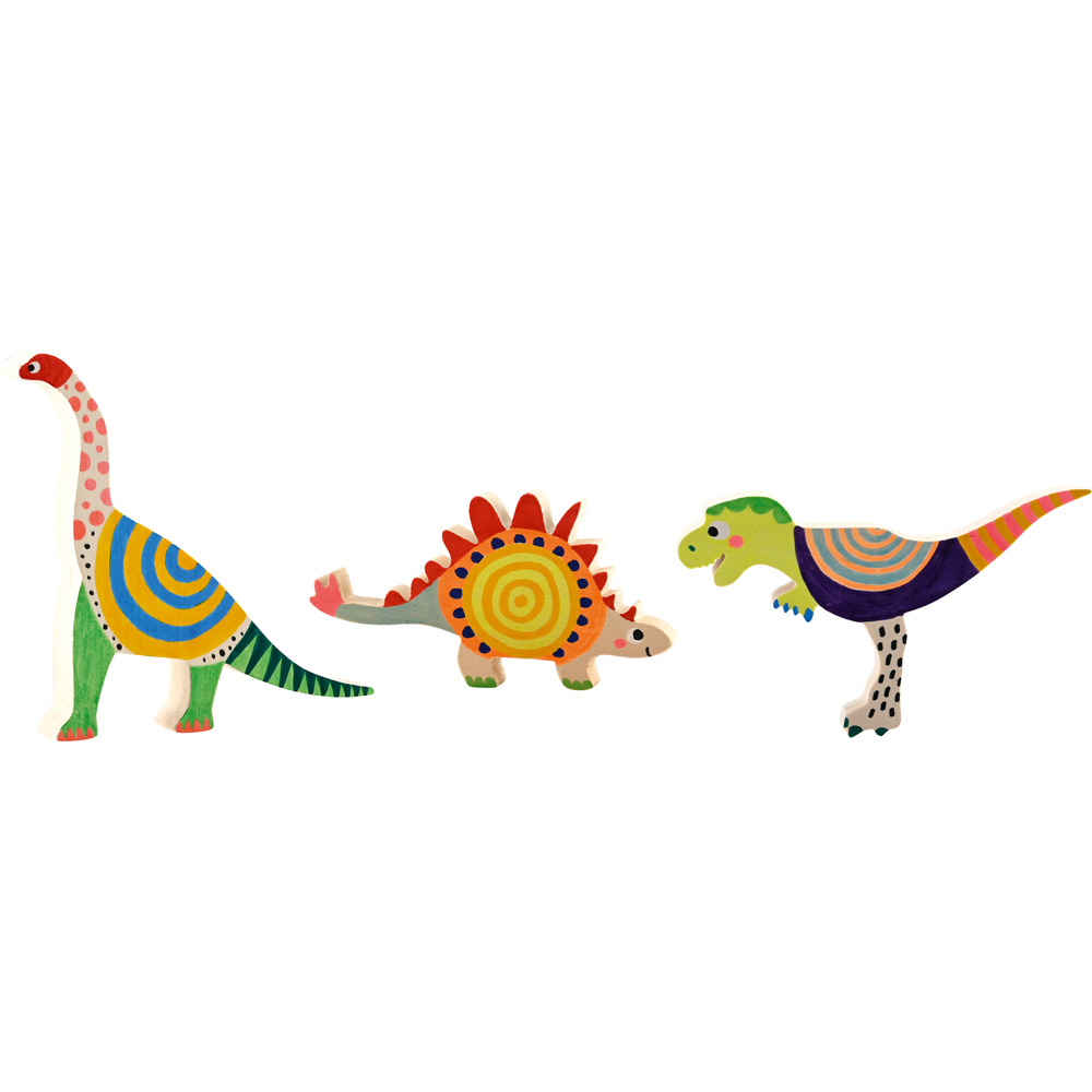 Drevené dinosaury na ozdobenie, 3 ks