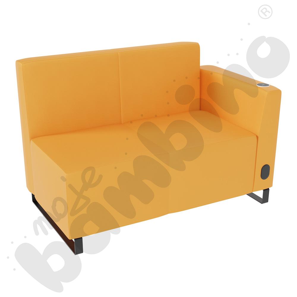 Sofa Universum 2-os. wys. 82 cm, bok niski prawy z gniazdkiem elektrycznym i indukcją, tkanina MT08