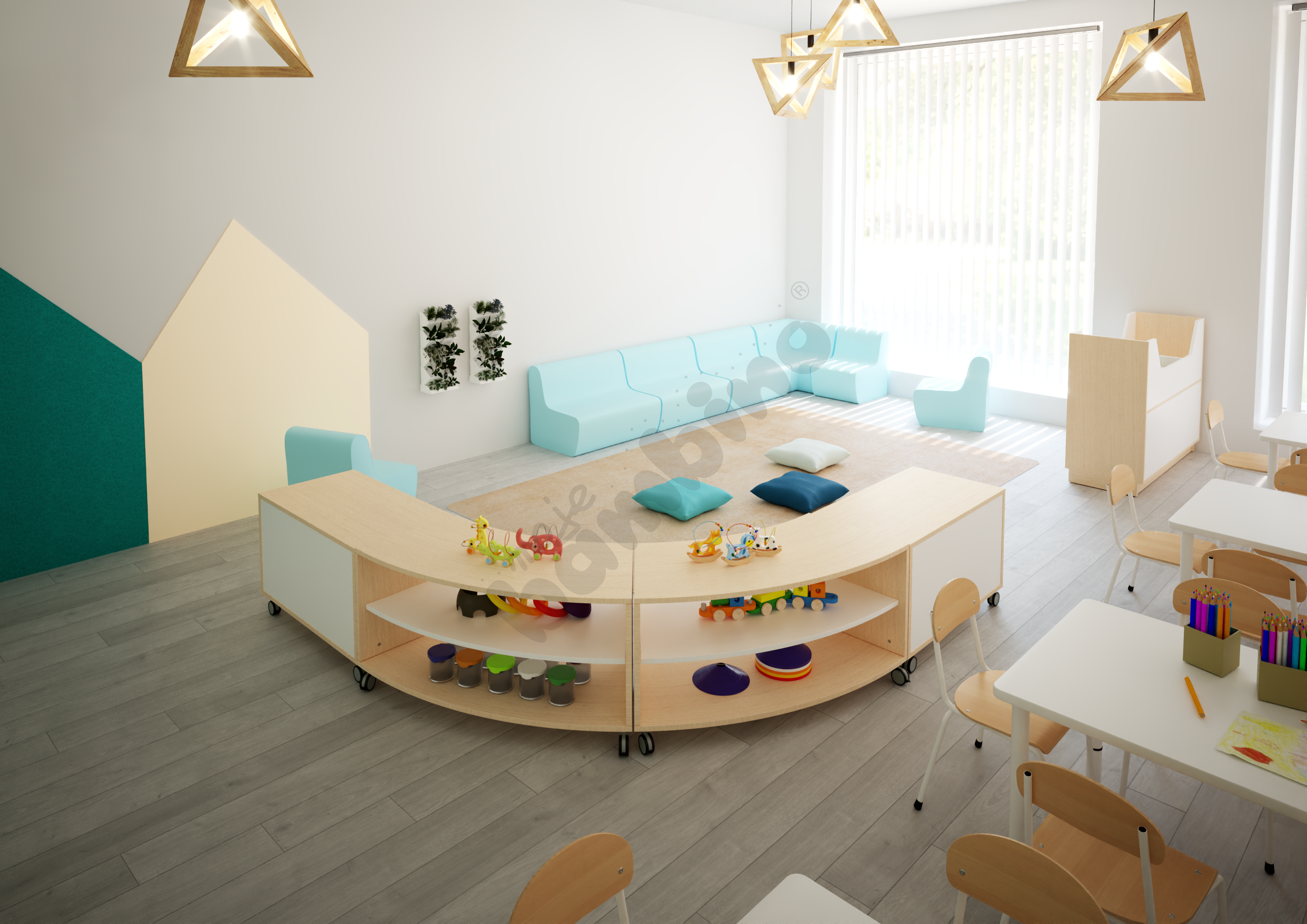  Sala przedszkolna Quadro w odcieniach turkusowych