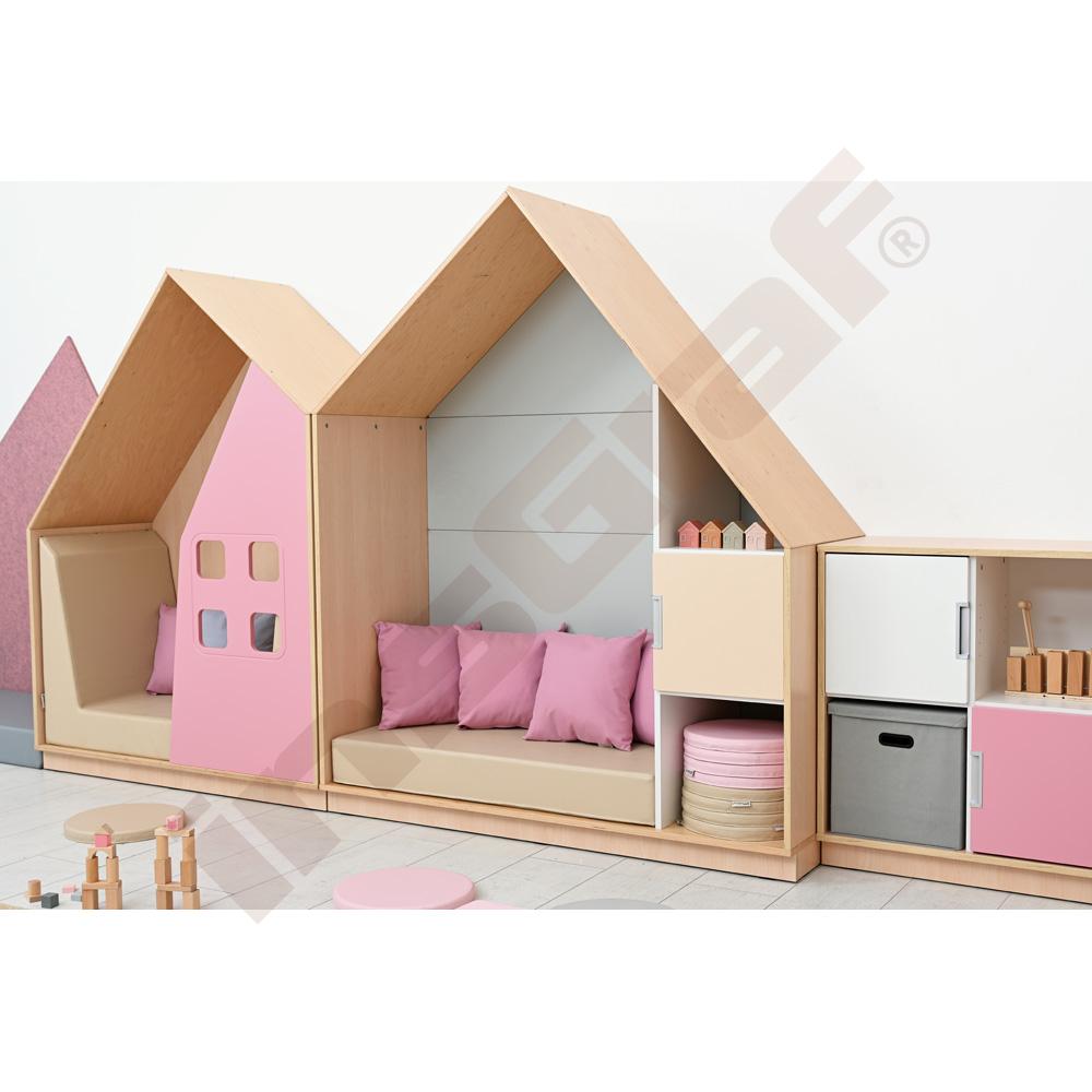 Quadro - skříňka-domeček se 2 policemi, korpus světlý javor, šedá