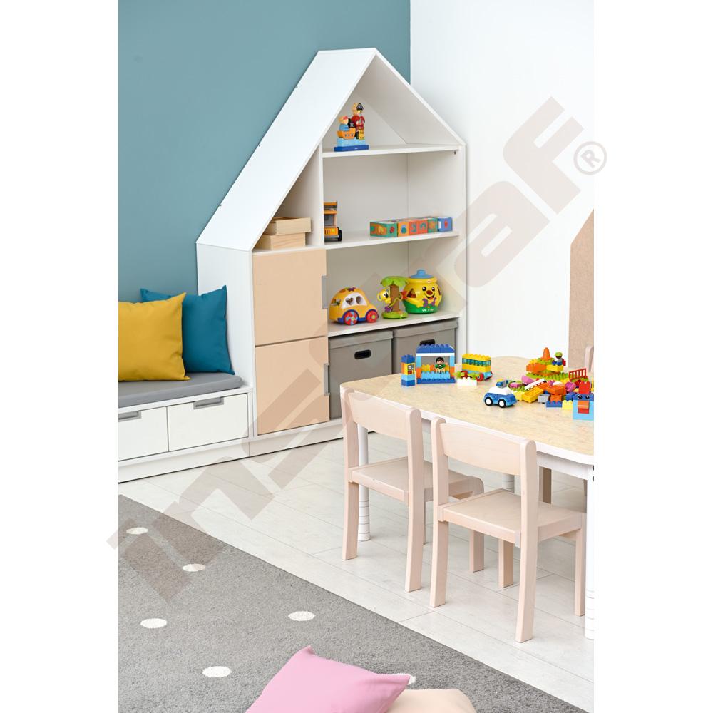 Quadro - skříňka-domeček se 3 policemi, k doplnění 4 širokými zásuvkami, korpus bílý