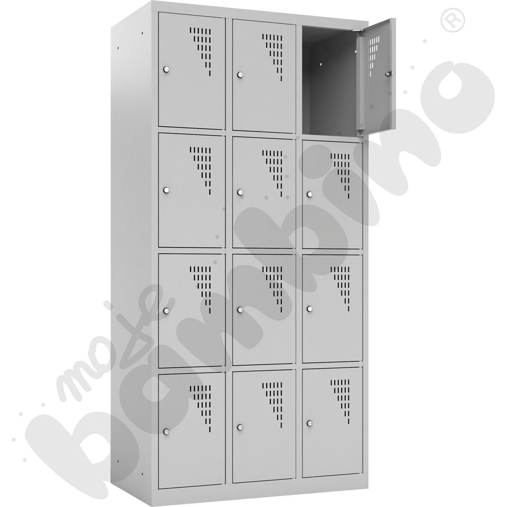 Szafka skrytkowa z 12 schowkami drzwi popielate