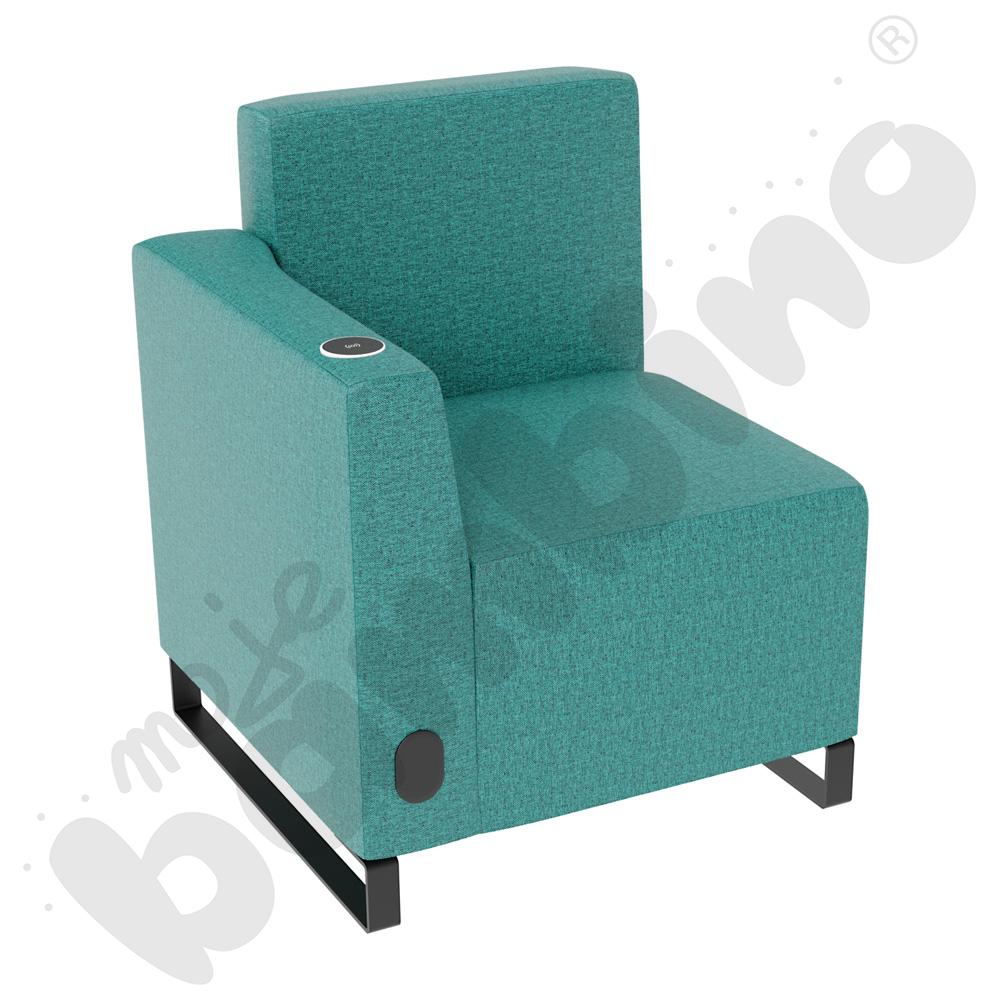 Fotel Universum wys. 82 cm, bok niski lewy z gniazdkiem elektrycznym i indukcją, tkanina RO19