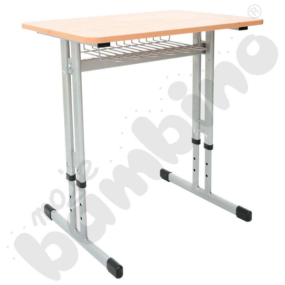 Stół IN-R 70x50 rozm. 3-7, 1-os., stelaż aluminium, blat buk, obrzeże PU, narożniki zaokrąglone