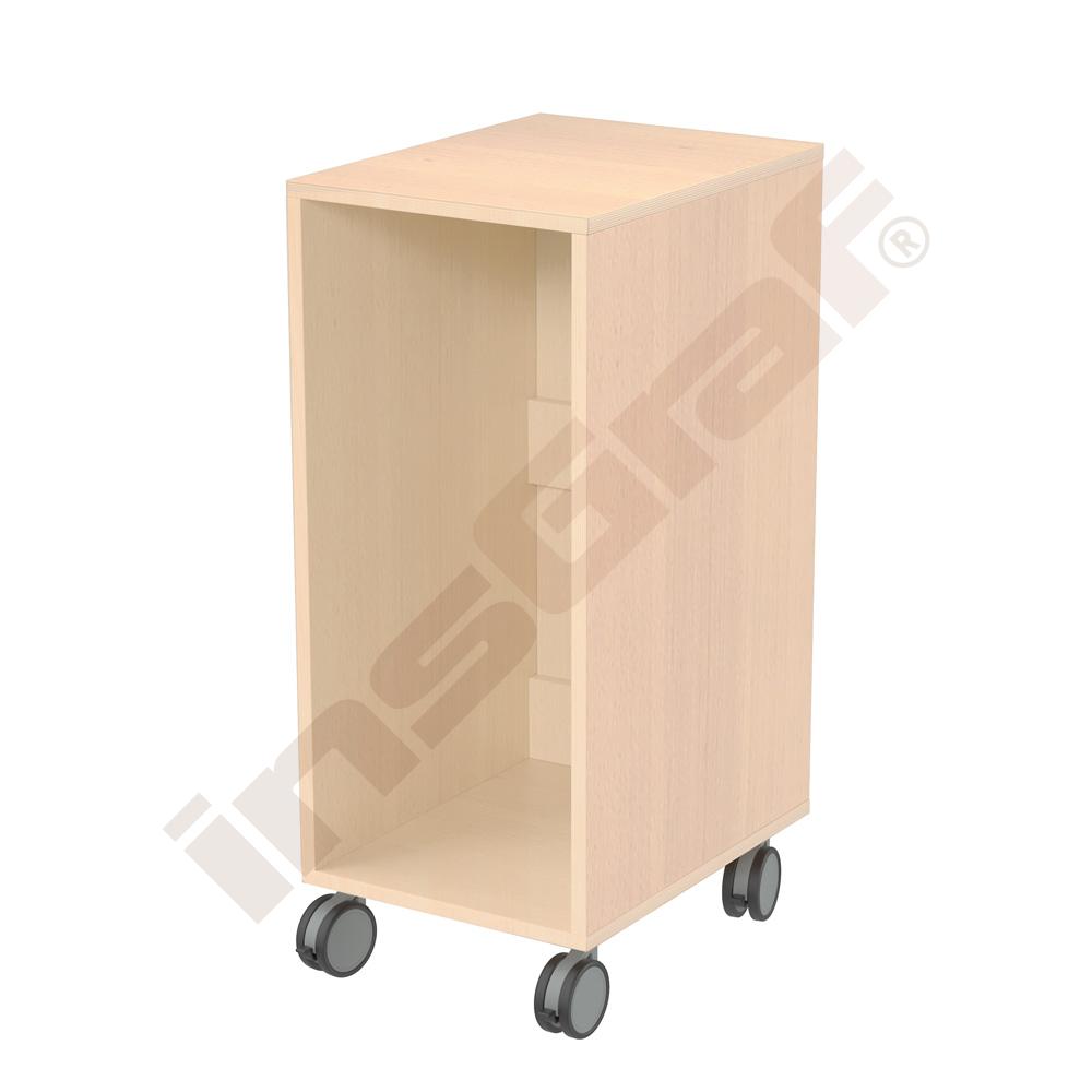 Flexi regál D na plastové zásobníky - 1 sloup - s kolečky