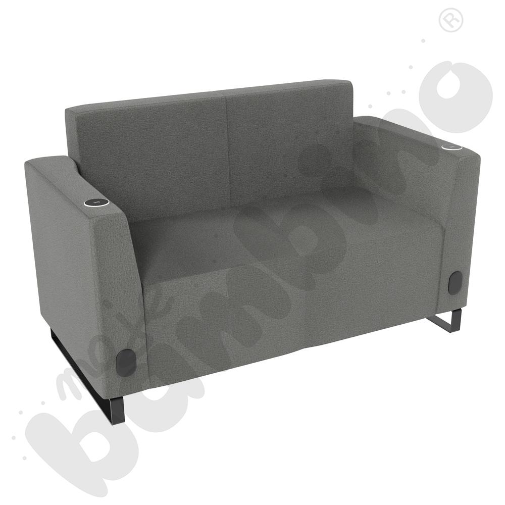 Sofa Universum 2-os. wys. 82 cm, 2 boki niskie, oba z gniazdkiem elektrycznym i indukcją, tkanina KG22