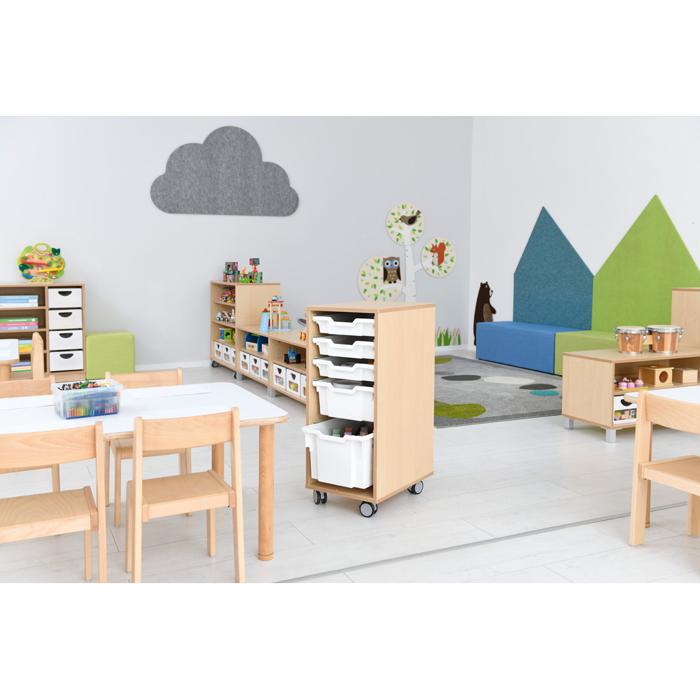 Flexi regál D na plastové úložné boxy- 1 stĺp - s kolieskami