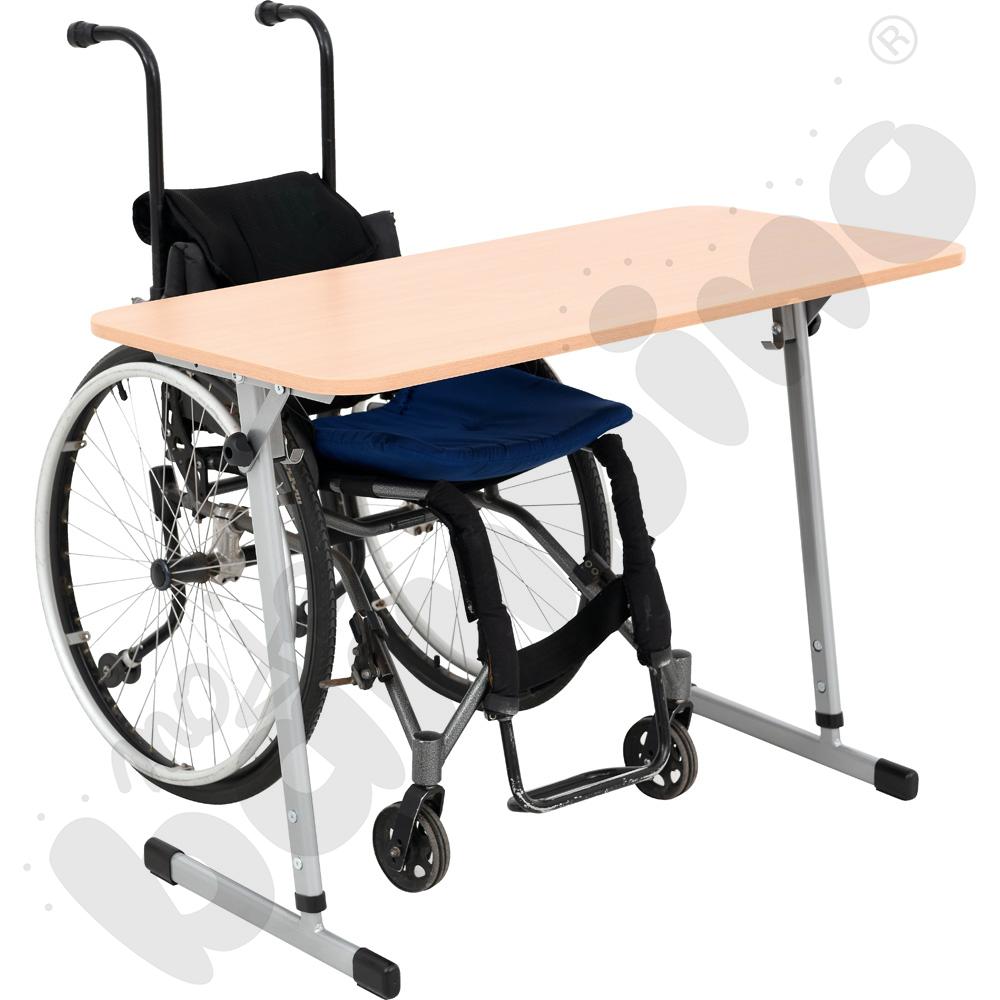 Stół T pochyły 100x50 rozm. 5-6, 1-os., stelaż aluminium, blat buk, obrzeże ABS, narożniki zaokrąglone