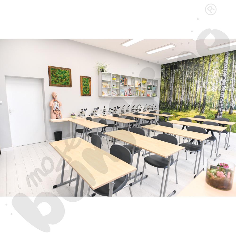 Stół T 70 x 50 rozm. 6, 1-os., stelaż aluminium, blat klon 375, obrzeże ABS, narożniki proste